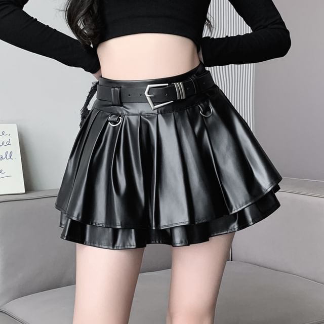 Metallic Layered Mini Skirt
