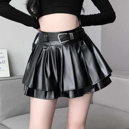 Metallic Layered Mini Skirt