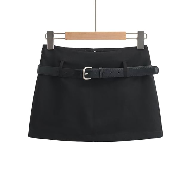 Low Rise Mini Pencil Skirt with Belt