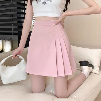 Pleated Mini A-Line Skirt