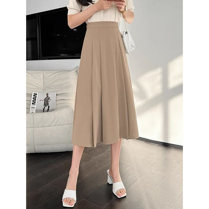 Accordion Pleat Midi A-Line Skirt
