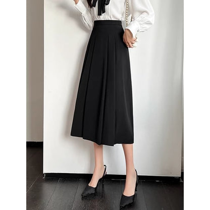 Accordion Pleat Midi A-Line Skirt