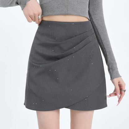 Glitter Ruched Mini Skirt