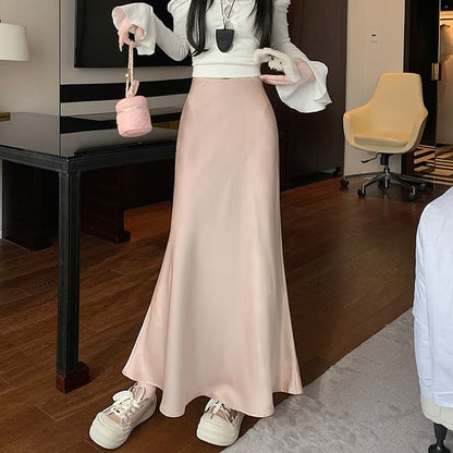 Satin Fishtail Maxi Skirt