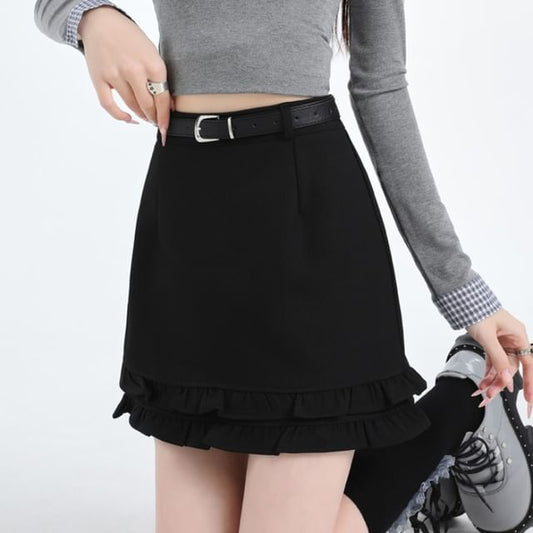 Frill Trim Mini A-Line Skirt