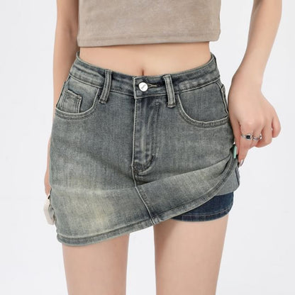 Denim Mini Skirt Mid Waist