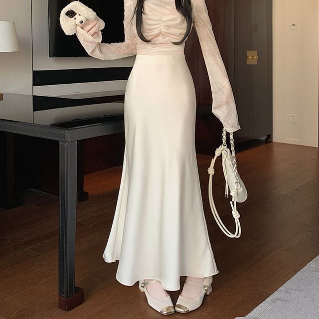 Satin Fishtail Maxi Skirt
