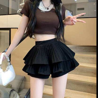 Ruffle Accordion Mini Skirt