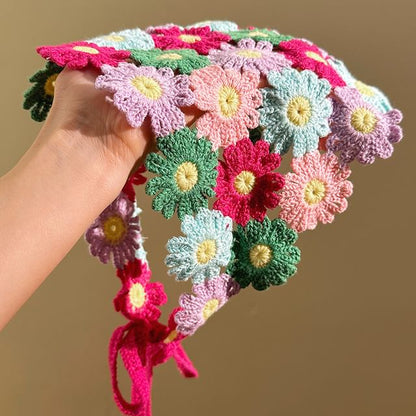 Knit Scarf Floral Head Triangle