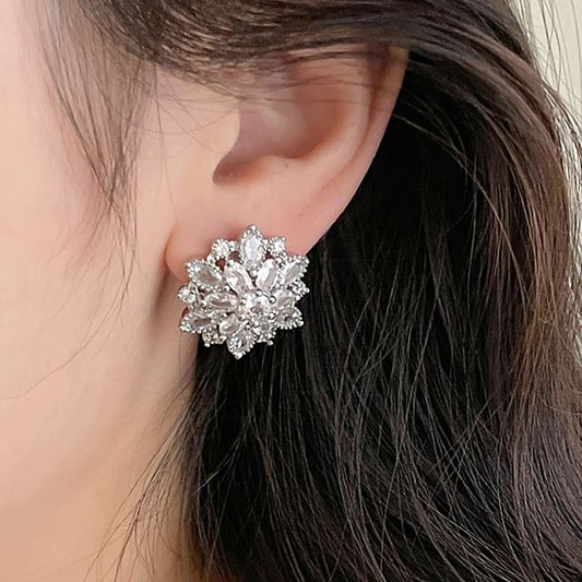 Earring Stud Flower Rhinestone