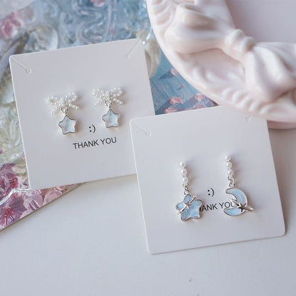 Star Earring Pearl Dangle Faux