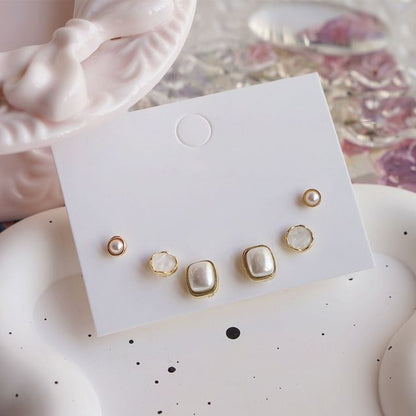 Earring Stud Pearl Faux Set