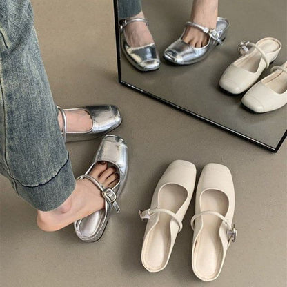 Square-Toe Mary Jane Mules