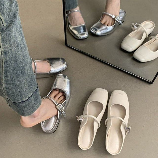 Square-Toe Mary Jane Mules