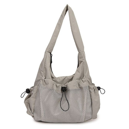 Drawstring Panel Mesh Shoulder Bag