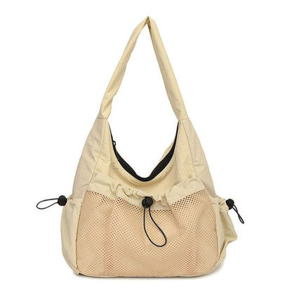 Drawstring Panel Mesh Shoulder Bag