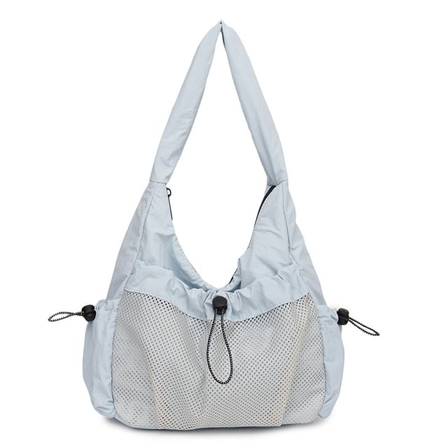Drawstring Panel Mesh Shoulder Bag