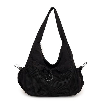 Drawstring Panel Mesh Shoulder Bag