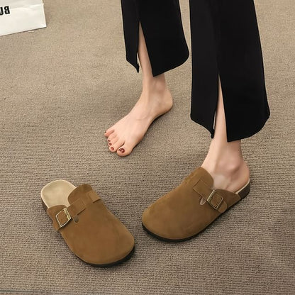 Platform Plain Buckled Mules