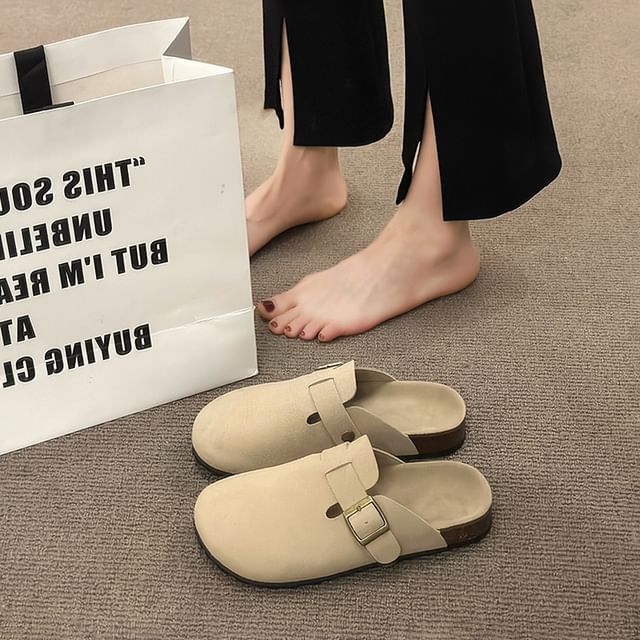 Platform Plain Buckled Mules