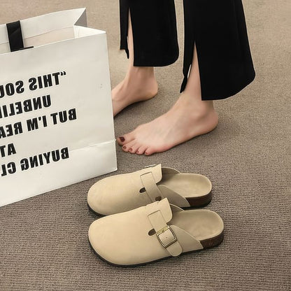 Platform Plain Buckled Mules