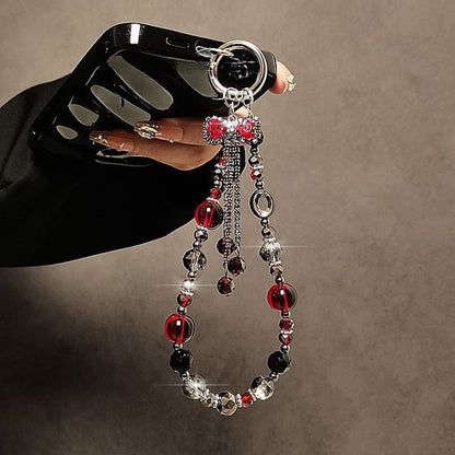 Crystal Faux Phone Strap Bow