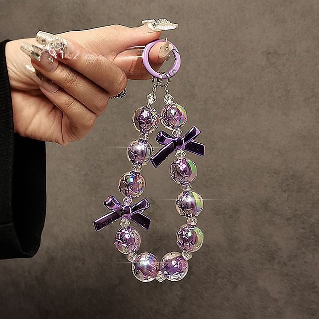 Faux Phone Crystal Strap Bow