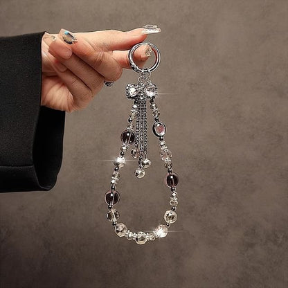 Crystal Faux Phone Strap Bow