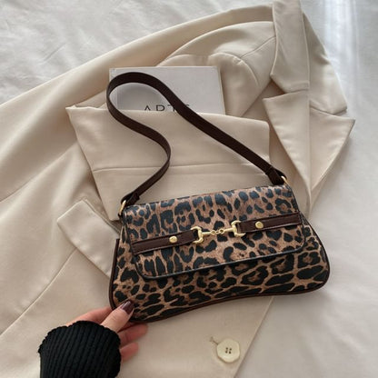 Leopard Print Flap Shoulder Bag