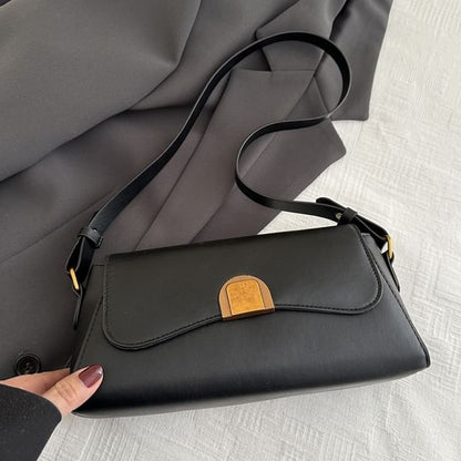 Faux Leather Flap Shoulder Bag