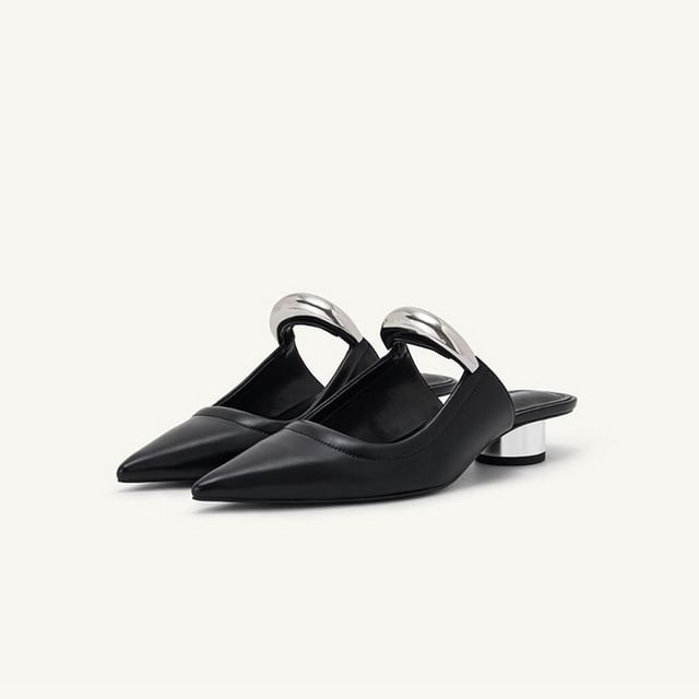 Low Heel Metal Accent Pointed Mules