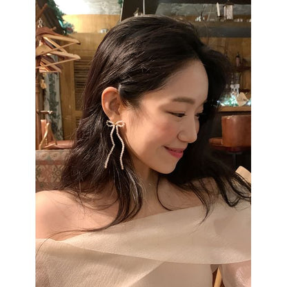 925 Stud Bow Beaded Earring Silver Sterling