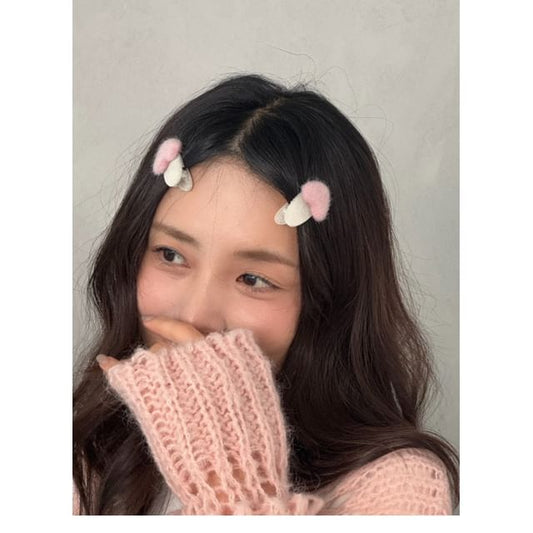 Fluffy Set Clip Heart Hair