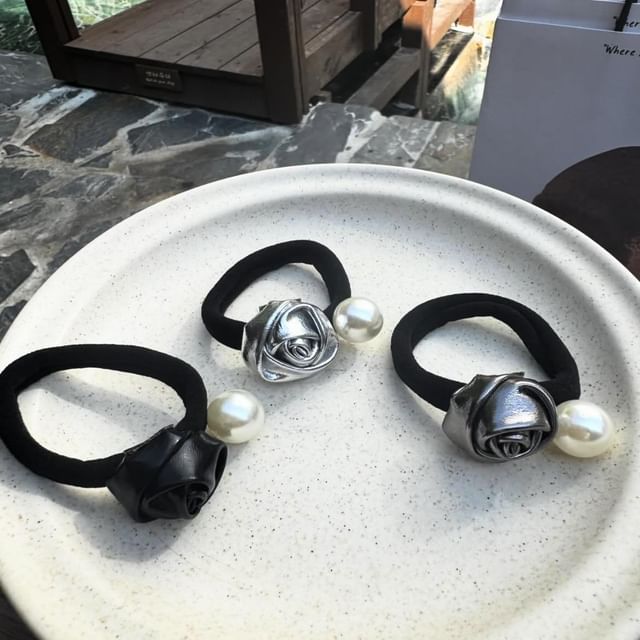 Hair Faux Tie Flower Pearl