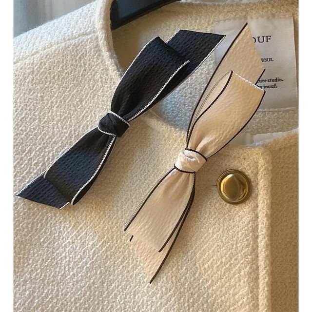 / Contrast Trim Set Hair Bow Clip