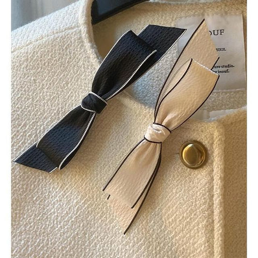 / Contrast Trim Set Hair Bow Clip