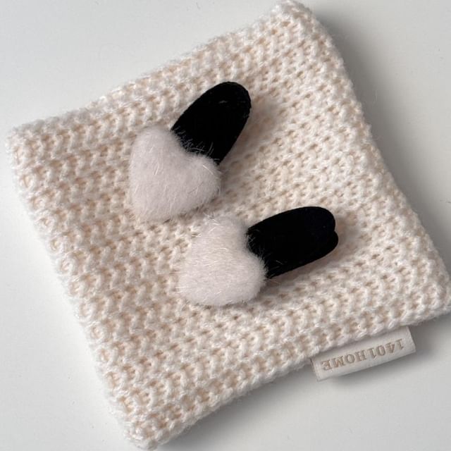 Fluffy Set Clip Heart Hair