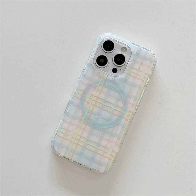 with (Compatible Case Phone Plaid Magnetic MagSafe)