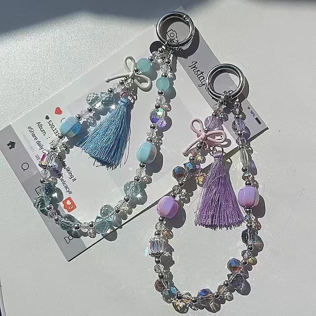 Lanyard Crystal Pad with Phone Faux Strap Bow