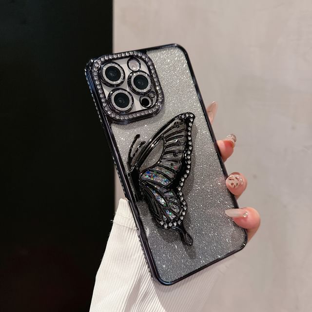 Stand Embellished Case Phone Butterfly