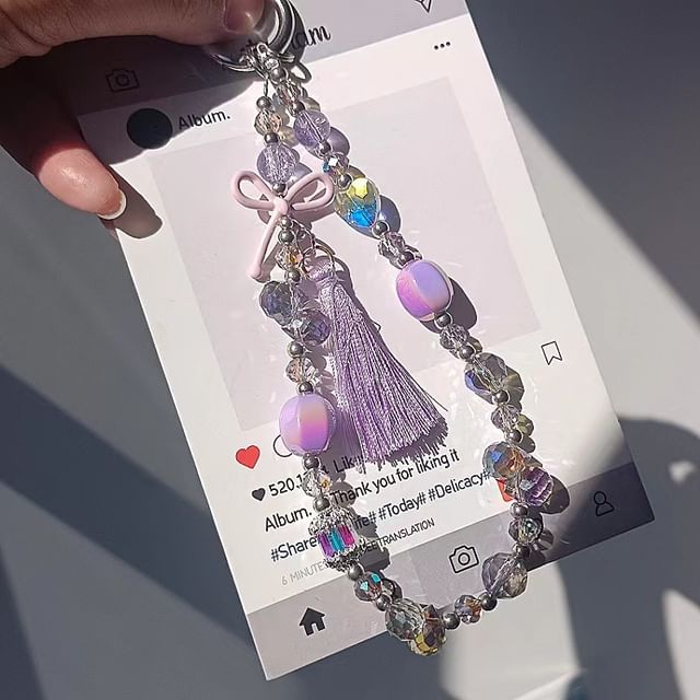 Lanyard Crystal Pad with Phone Faux Strap Bow