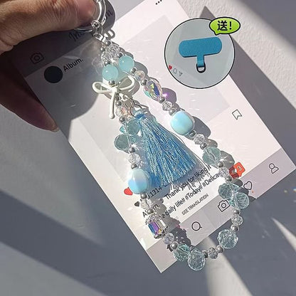 Lanyard Crystal Pad with Phone Faux Strap Bow