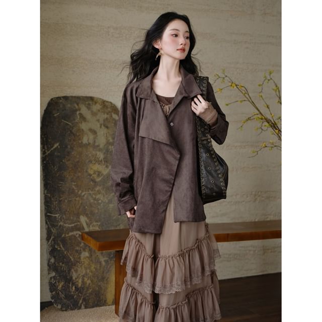 Asymmetrical Ruffle Top High Waist Tiered Lace Skirt