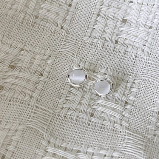 Faux Cat Alloy Earring Eye Stone Stud