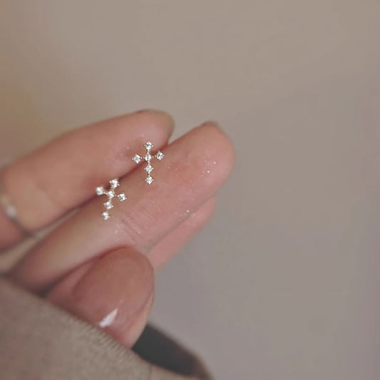 Earring Alloy Cross Rhinestone Stud