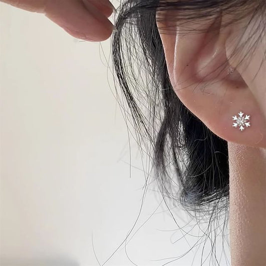 Earring Snowflake Barbell Alloy