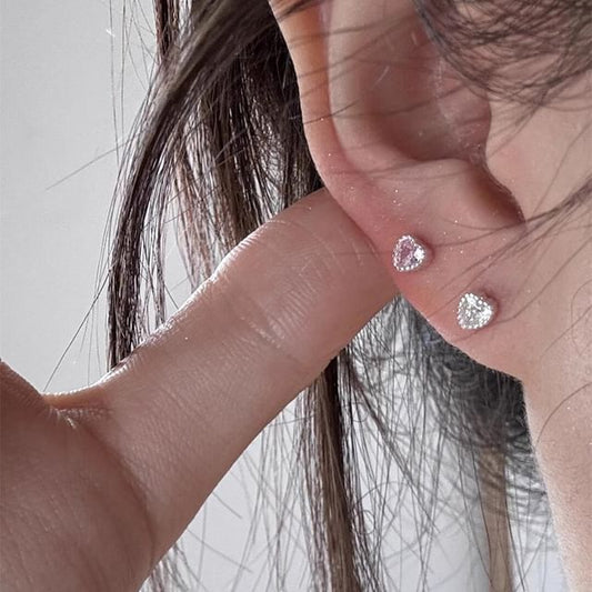 Rhinestone Stud Heart Earring Alloy