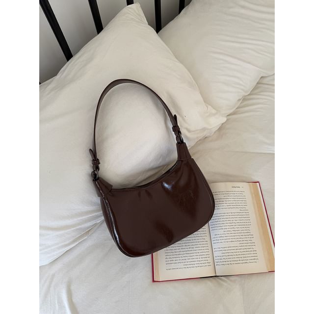 Plain Faux Leather Shoulder Bag