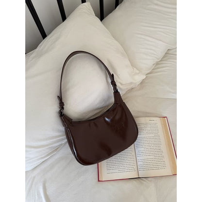 Plain Faux Leather Shoulder Bag