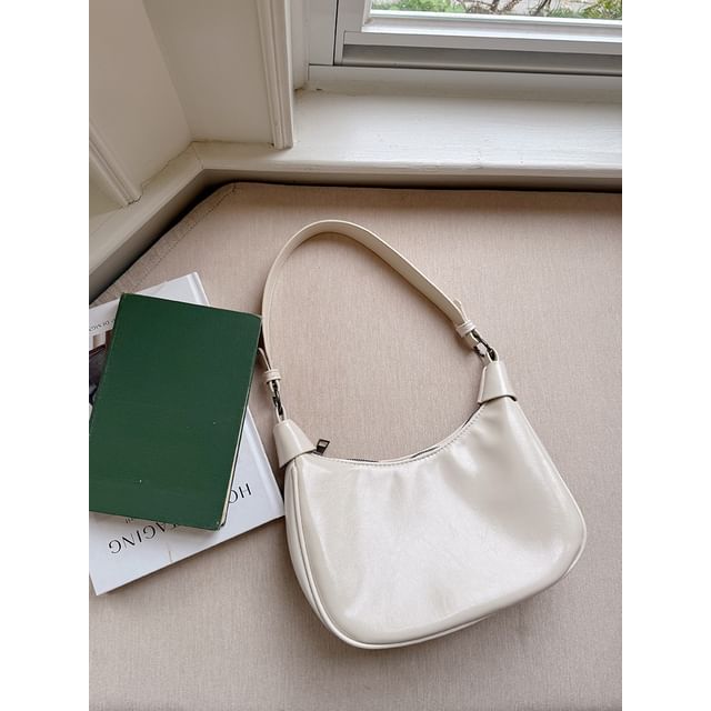 Plain Faux Leather Shoulder Bag